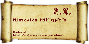 Miatovics Mátyás névjegykártya